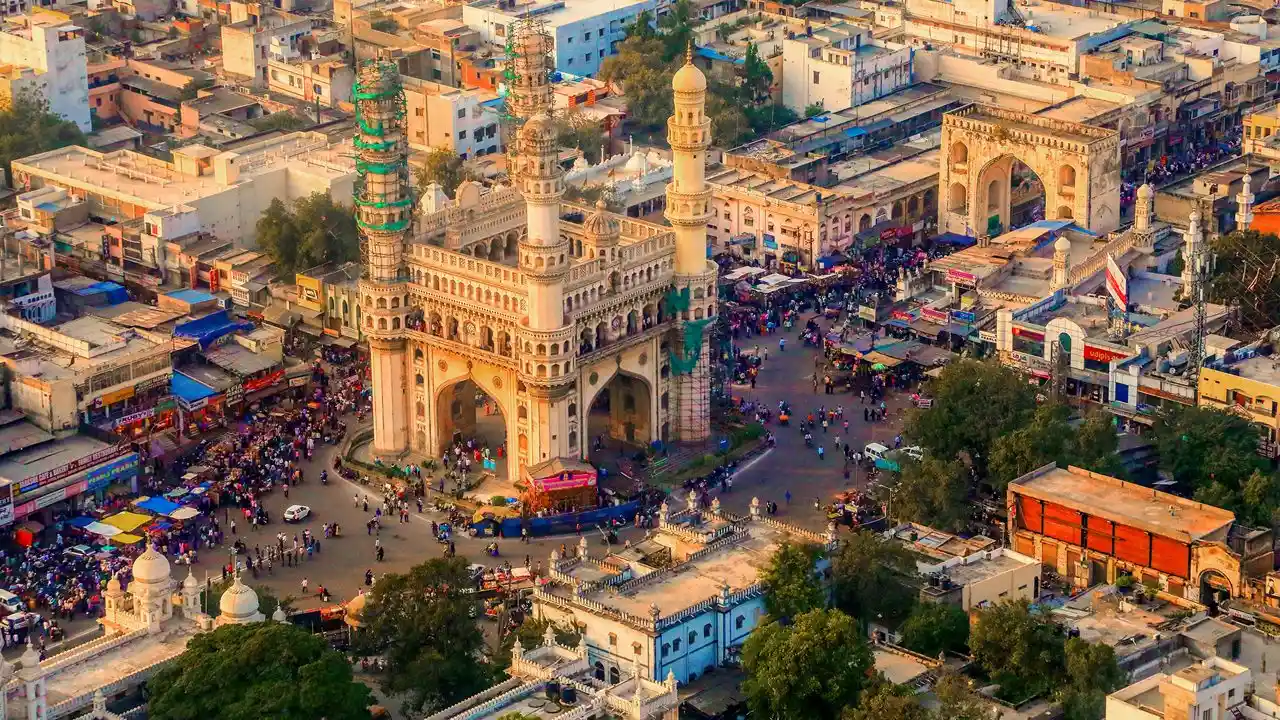 Charminar in the old city of Hyderabad