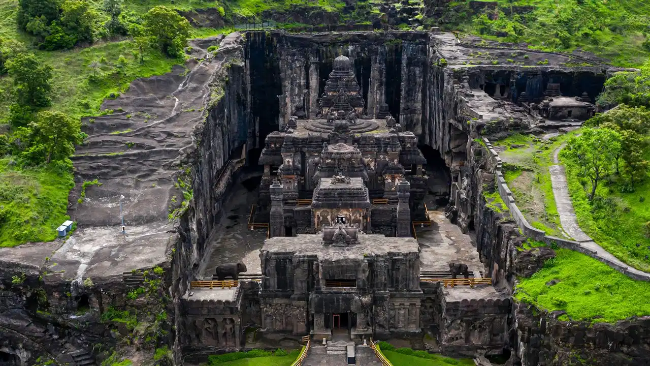 Kailasa temple at Ellora Caves near Chhatrapati Sambhajinagar