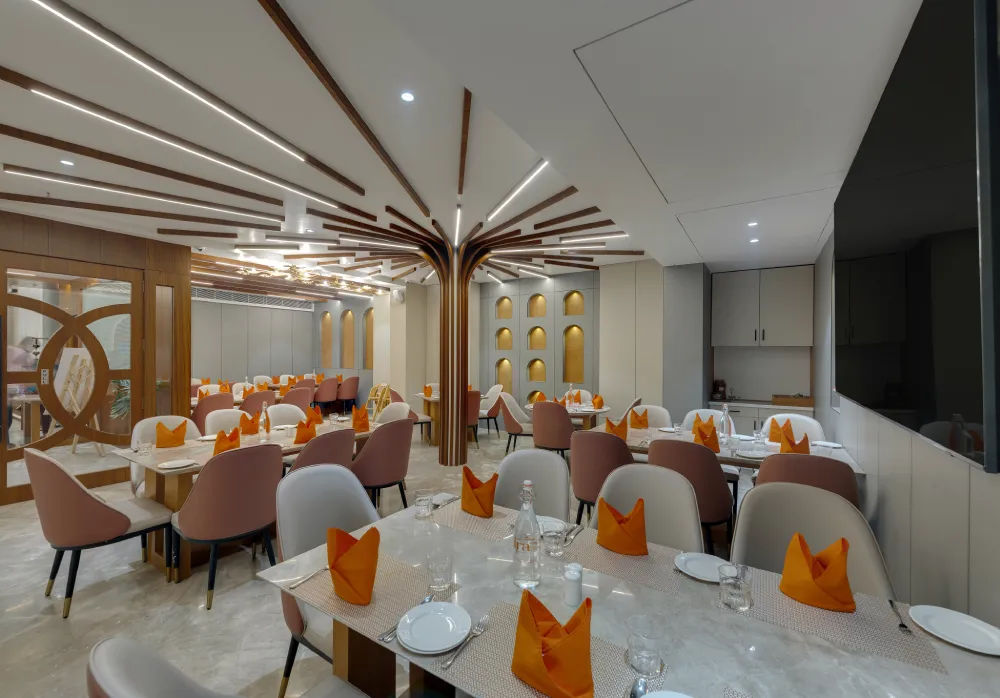 Reserve a table at Sattva Restaurant for regional and international dining at IRA by Orchid Hotels Dwarka