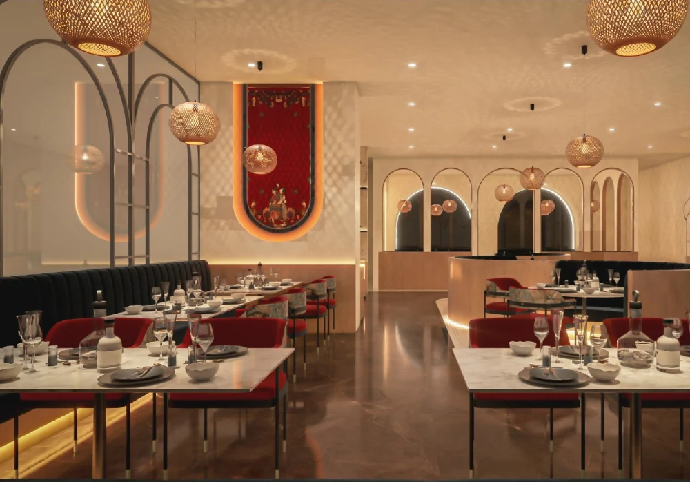 Restaurant and dining space at IRA Bhavnagar hotel