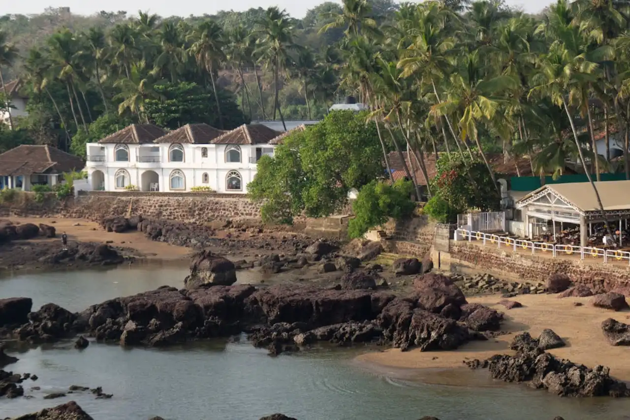 Large swimming pool at a family-friendly hotel in North Goa